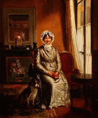 Bir iç bir köpeği olan bir bayan by Henri Serrur