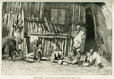 Habeş demirciler. Voyage au Choa (Abyssinie meridionale) hikayesini göstermek için bir fotoğraftan sonra Thiriat tarafından yapılan gravür by Henri Thiriat
