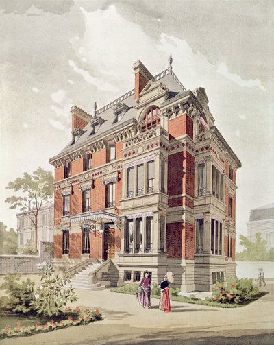 Bir villa projesi, 19. yüzyıl sonu (kağıt üzerine mürekkep ve guaj boya) by Henri Toussaint