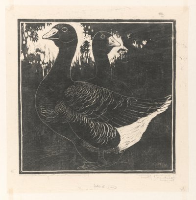 Toulouse ganzen (nesne üzerindeki orijinal başlık) by Henri Verstijnen (signed by artist)