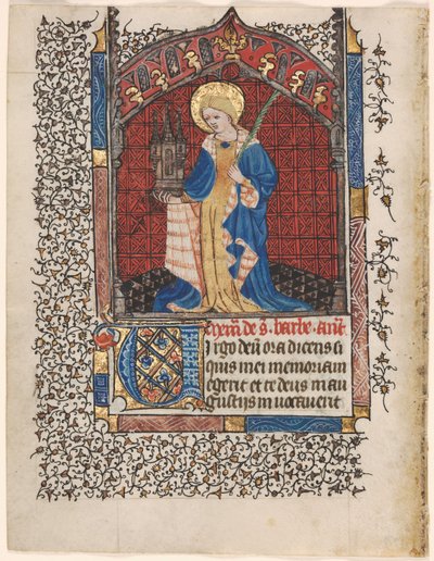 Bir Saatler Kitabından Yaprak: St. Barbara (6'dan 6 Kesilmiş Yaprak) by Henri d