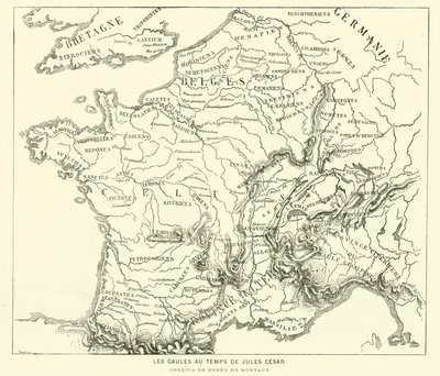 Julius Caesar döneminde Galyalıların Toprakları (gravür) by Henri de (after) Montaut