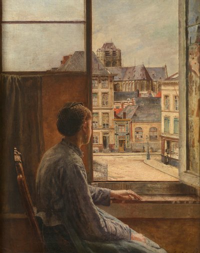Anvers'te Teniersplace (tuval üzerine yağlıboya) by Henri de Braekeleer