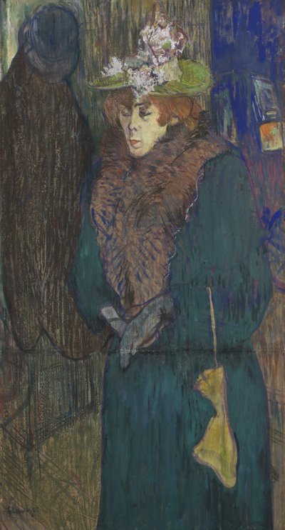 Moulin Rouge Girişinde Jane Avril, 1892 dolayları (gemide pastel ve guaj boya) by Henri de Toulouse Lautrec