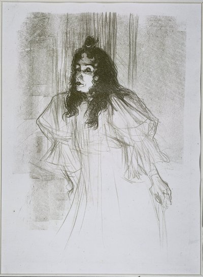 İki figür ve bir piyano ile May Belfort (May Egan) portresi Bayan May Belfort (orijinal başlık) by Henri de Toulouse Lautrec (signed by artist)