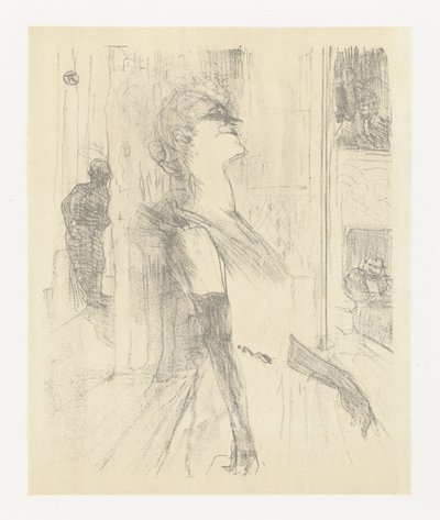 Portret van oyuncusu Yvette Guilbert tijdens optreden Yvette Guilbert sahnede Yvette Guilbert: İngiliz dizisi (dizi adı) by Henri de Toulouse Lautrec (signed by artist)
