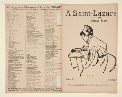 Bir Saint-Lazare, sözler ve müzik, Aristide Bruant, notalar için kapak by Henri de Toulouse Lautrec