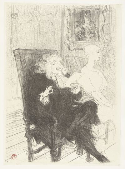 Aktörler Jules Charles Truffier toneelstuk Öğrenilmiş kadınlarda Marguerite Moreno olarak Bilgili Kadınlarda Truffier ve Moreno by Henri de Toulouse Lautrec