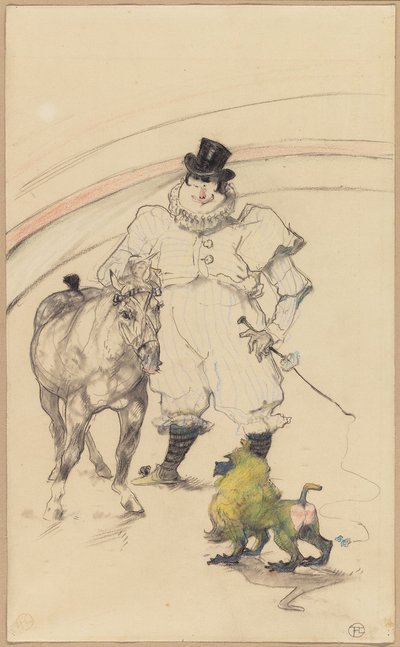 Sirkte: Eğitimli Midilli ve Babun by Henri de Toulouse Lautrec