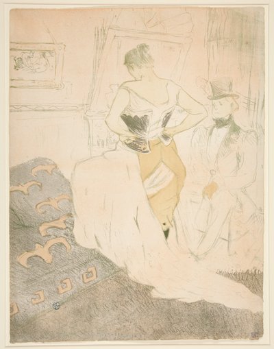 Femme en korse, conqu?te de pasaj (Korse Bağlayan Kadın, Fetih Geçmek), Elles serisinden by Henri de Toulouse Lautrec