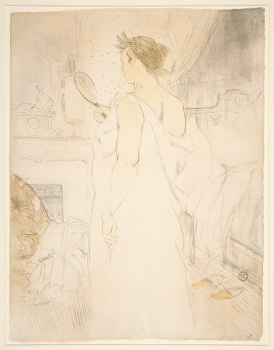 kadın mı? glace, la glace? main (El Aynalı Kadın), Elles serisinden by Henri de Toulouse-Lautrec