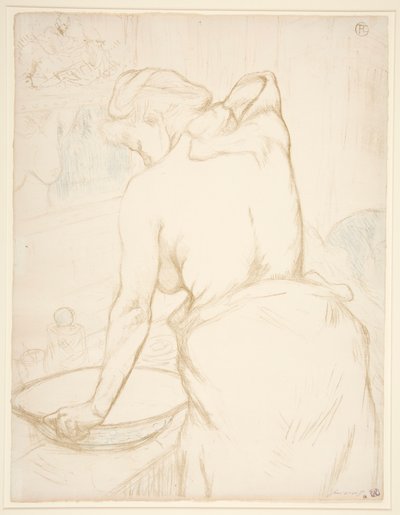Femme qui se lave, la toilette (Kadın Tuvalette, Kendini Yıkanıyor), Elles dizisinden by Henri de Toulouse Lautrec