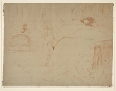 Femme sur le dos, lassitude (Sırtüstü Yatan Kadın, Yorgunluk), Elles dizisinden by Henri de Toulouse Lautrec