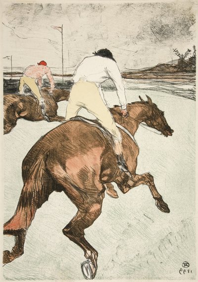 Jokey – Yarış atları, pub. 1899 (renkli taş) by Henri de Toulouse Lautrec