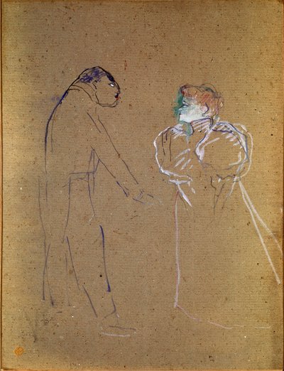 Lucien Germain Guitry (1860-1925) ve Jeanne Granier. Çizim Henri de Toulouse-Lautrec (Toulouse Lautrec) by Henri de Toulouse Lautrec