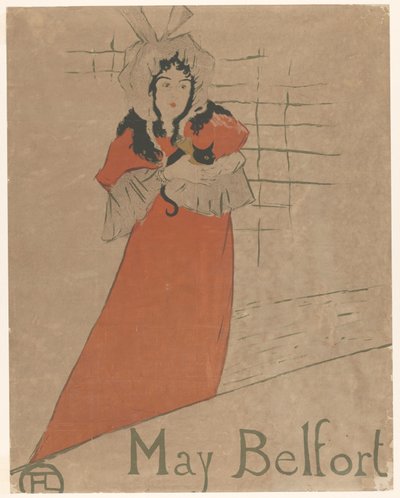 Belfort kucağında bir kediyle olabilir Mayıs Belfort (nesnedeki başlık) by Henri de Toulouse Lautrec