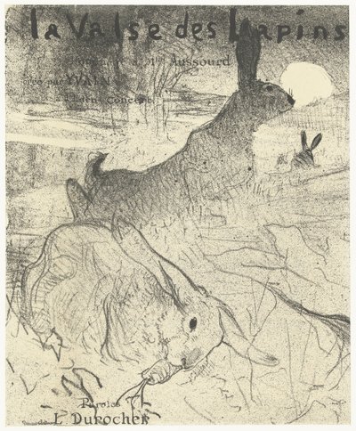 Manzarada tavşanlar ile şarkı La Valse des Lapins ile müzik sayfası için kapak La Valse des lapins (nesne üzerindeki başlık) by Henri de Toulouse Lautrec