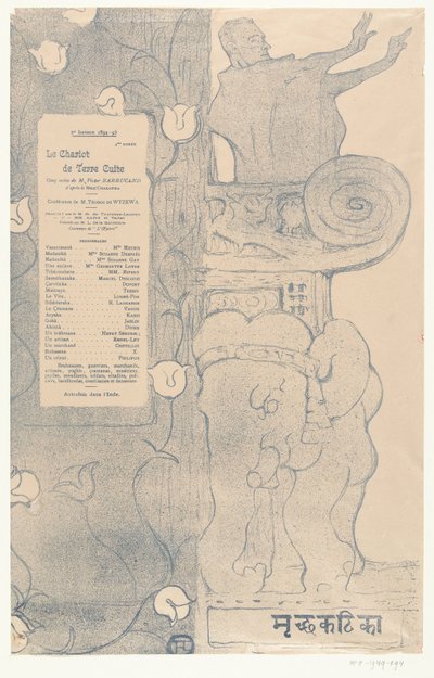 Hint filinin üzerinde balkonda duran aktör Felix Fénéon ile Le chariot de terre cuite oyunu programı Program dökün Le chariot de terre cuite by Henri de Toulouse Lautrec