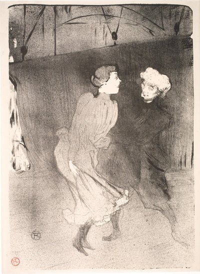 Folies Bergère, Emilienne d'Alençon ve Mariquita'da genel prova by Henri de Toulouse Lautrec