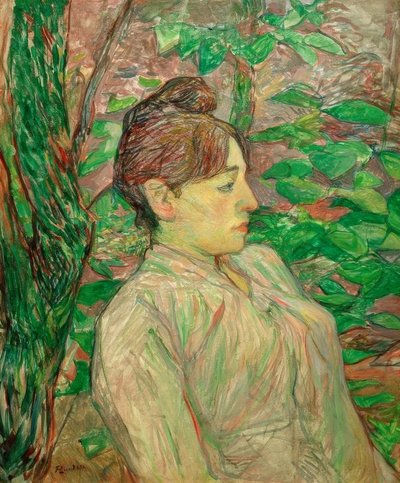Yeşilliklerin altında (Bahçede oturan kadın) by Henri de Toulouse Lautrec