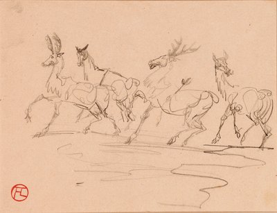 Geyikler ve Hinds by Henri de Toulouse Lautrec