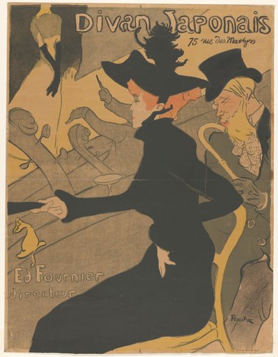 Divan Japonais şarkı performansında seyirciler arasında kadın ve erkek (nesne üzerinde başlık) by Henri de Toulouse Lautrec