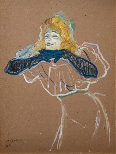 Yvette Guilbert "Linger, Longer, Loo" 1894 Sings (Karton üzerine yağlı boya) by Henri de Toulouse Lautrec