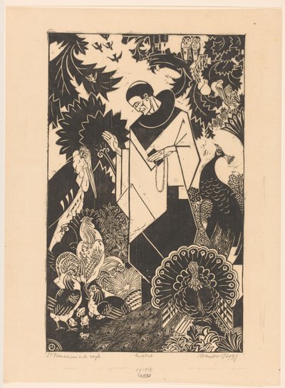 Aziz Francis ve Kuşlar (nesne üzerindeki orijinal başlık) by Henri van der Stok (signed by artist)