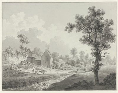 Bir dere üzerinde bir su değirmeni ile manzara by Henricus Josephus Antonissen