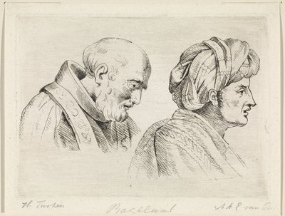 Rahip ve türbanlı bir adam by Henricus Turken
