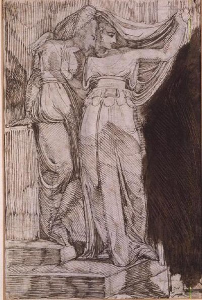 Basamaklarda Duran İki Kadın Figürü, Roma, Mayıs 1787 by Johann Heinrich Füssli