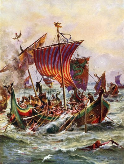 Viking Ejderha Gemilerine saldıran Kral Alfred