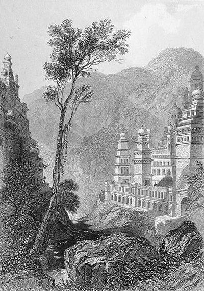 Jain Tapınakları, Muktagerri, Finden tarafından oyulmuş, A. Fullarton & Co. tarafından yayınlanan 