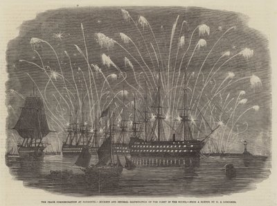 Plymouth'ta Barışı Anma, Roketler ve Seste Filonun Genel Aydınlatması by Henry A. Luscombe