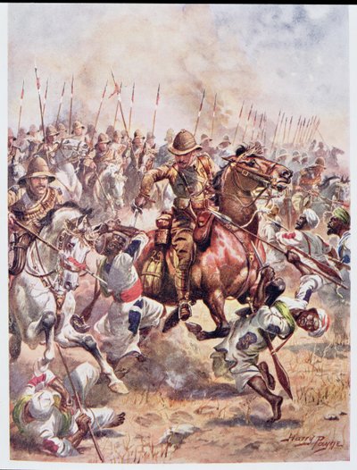Yirmi Birinci Mızraklıların Hükmü, Binbaşı CH Wylly'nin 'İngiliz Tarihinin Şanlı Savaşları'ndan bir çizim, 1920'ler by Henry A. Payne