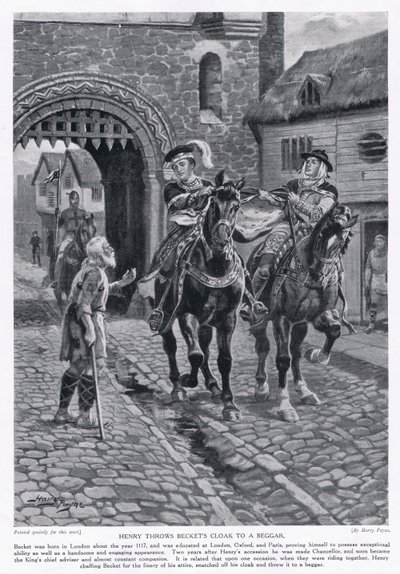 Henry, Becket'in pelerinini bir dilenciye atar. AD1117, 1920'ler by Henry A. Payne