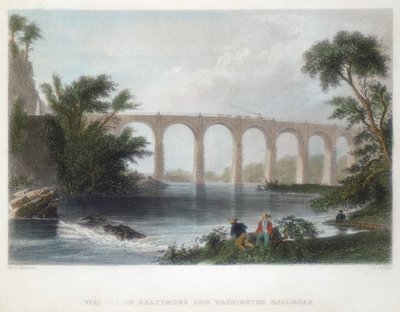 Baltimore ve Washington Demiryolundaki Viyadük, c1838 by Henry Adlard