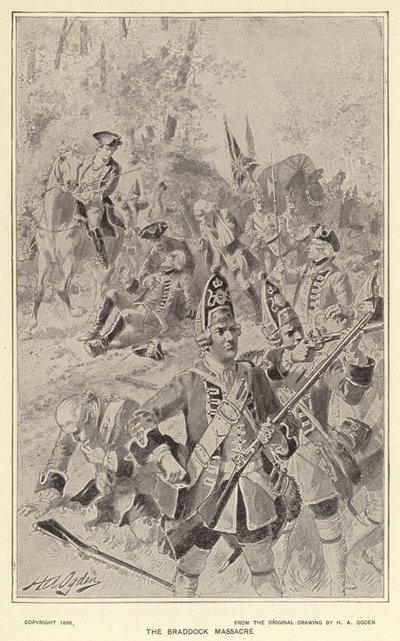 Braddock Katliamı (lito) by Henry Alexander (after) Ogden