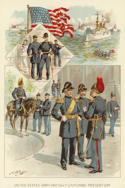 Amerika Birleşik Devletleri Ordusu ve Deniz Kuvvetleri Üniformaları, Günümüz (renkli taş) by Henry Alexander (after) Ogden