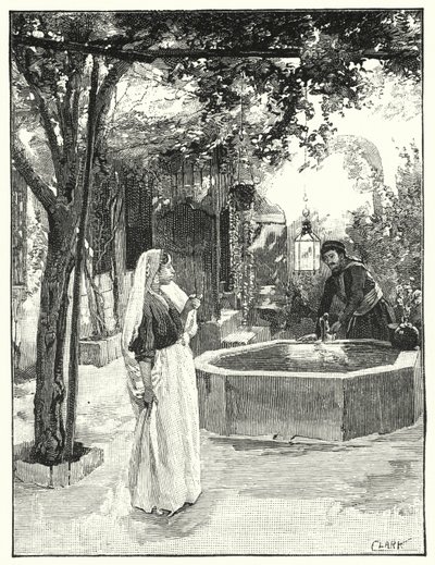 Şam'da bir evin avlusu (litho) by Henry Andrew Harper