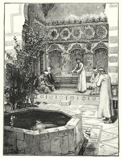 Misafirleri bir levanda kabul etmek, Şam (litho) by Henry Andrew Harper