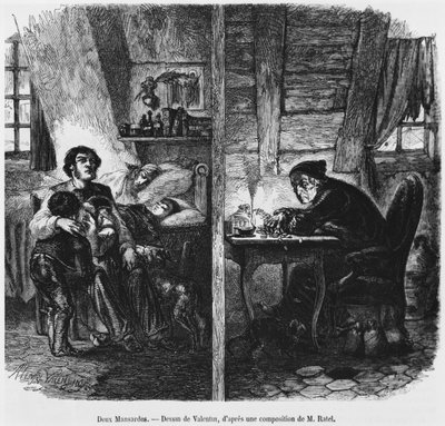 İki tavan arası, 'Le Magasin Pittoresque'den bir çizim, Paris, 1855 by Henry Augustin Valentin