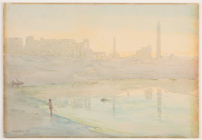 Sacred Lake, Karnak, 1905 (kağıt üzerine kurşun kalem üzerinde wc) by Henry Bacon