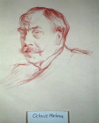 Octave Mirbeau (1848-1917) 1901 (kağıt üzerine kırmızı tebeşir) by Henry Bataille