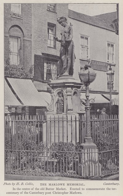 Oyun yazarı ve şair Christopher Marlowe Anıtı, Buttermarket, Canterbury, Kent (s/b fotoğraf) by Henry Beauchamp Collis