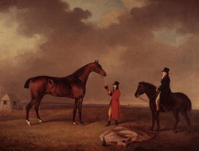 Bay Horse ve damat Newmarket Heath