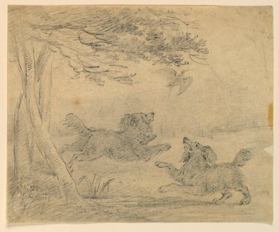 Bir Parkta İki Spaniel Çalışması by Henry Bernard Chalon