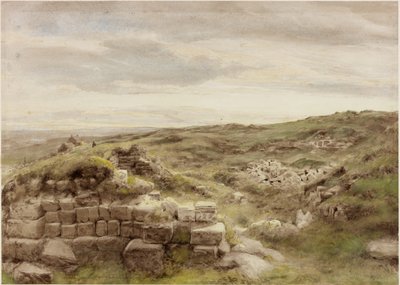 Housesteads, c.1848 (kağıt üzerine kurşun kalem ve sulu boya) by Henry Burdon Richardson