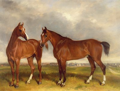 Bir padokta avcılar, ötesinde bir kasaba by Henry Calvert