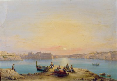 Gün batımında Valetta Limanı by Henry Charles Ferro